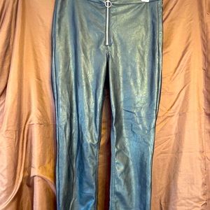 Faux leather high rise pants